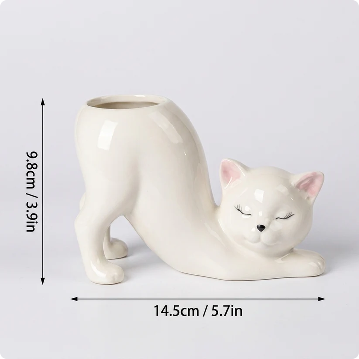 Handmade Cat Stretching Pot 🪴